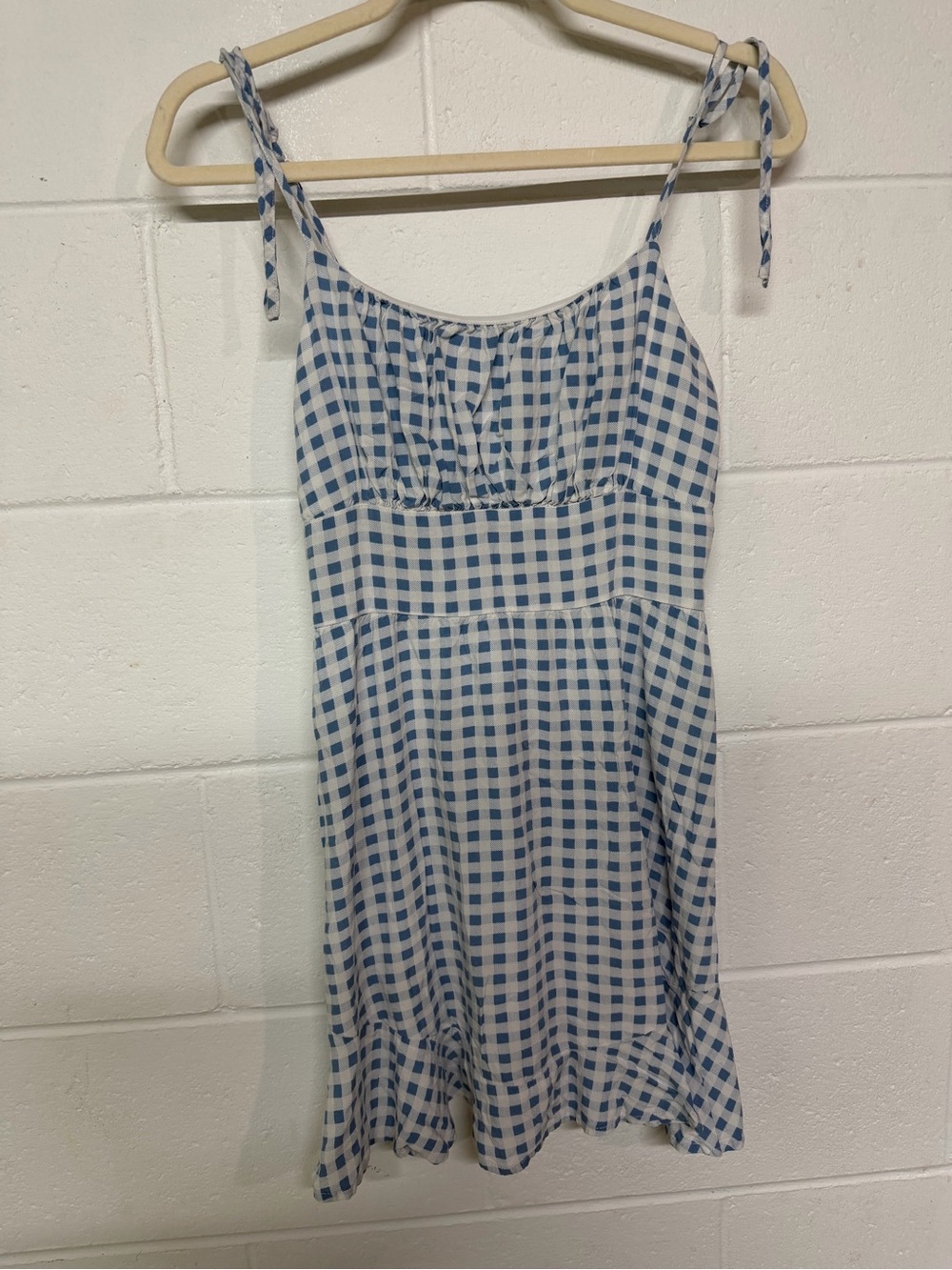 Lily Rose Blue and White Gingham Tie-Shoulder Mini Dress